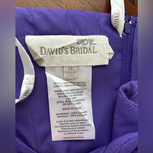 DAVID’s BRIDAL Elegant Purple Strapless Dress size 14 - Picture 3 of 7